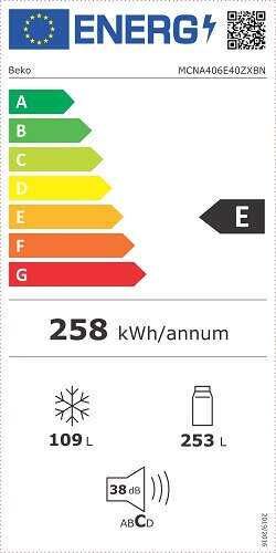Нов хладилник с фризер Беко/Beko MCNA406E40ZXBN 203 см Total No Frost
