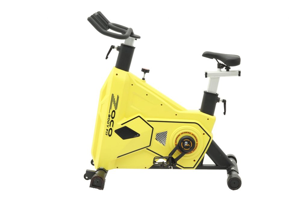 Bicicleta spinning, Zoco Body Fit® DGDC003, Volanta 13 kg, Galben