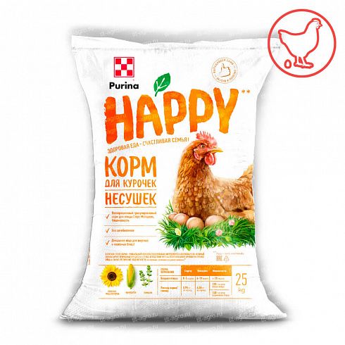 Корма Purina® HAPPY для кур-несушек, Яйценоскость от 20 недель, 25 кг