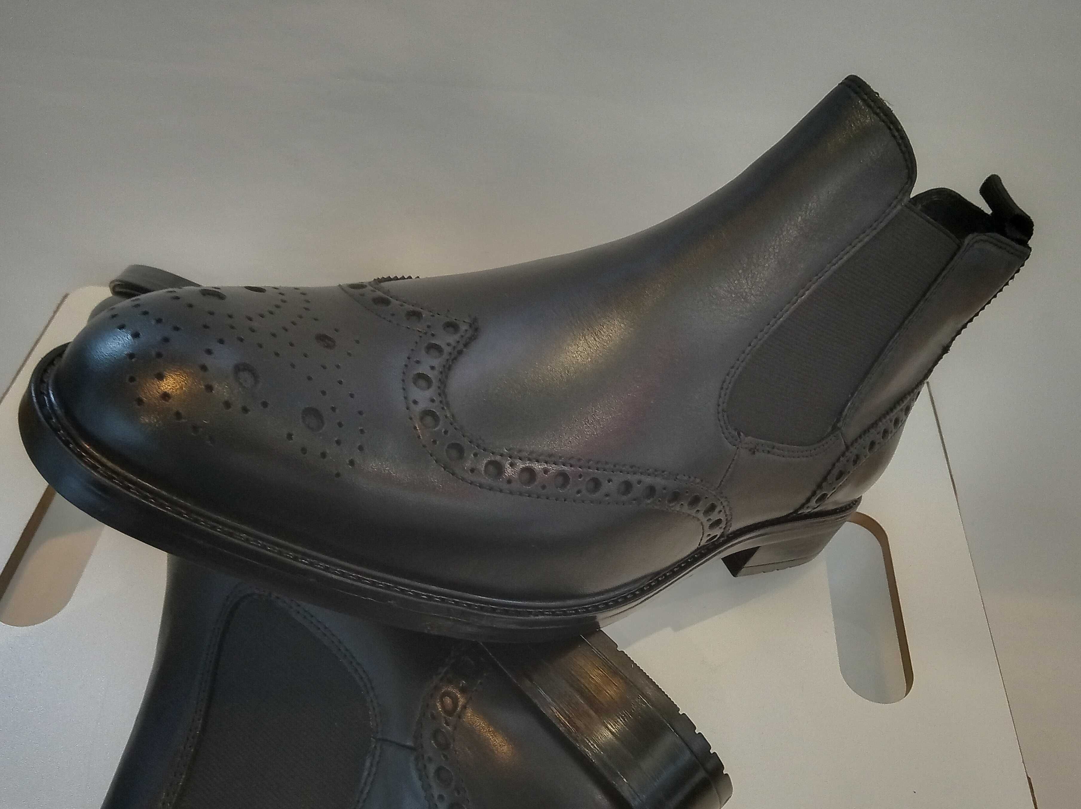 Ghete chelsea 44 brogue premium Tataly NOI piele naturala moale