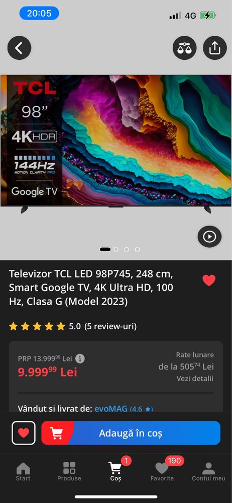 Televizor TCL 248 cm