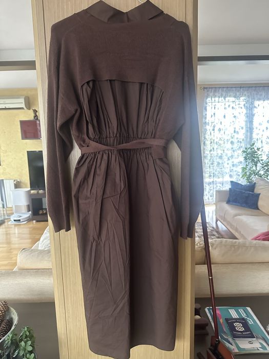 Рокля тип риза в кафяво