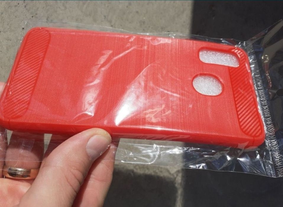 Husa bumper cauciuc silicon folie sticla samsung a20 a30 noua rosie