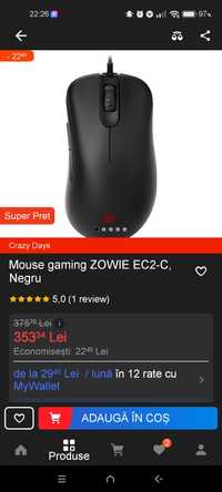 Zowie EC2-C Negru Mouse Asimetric Gaming Competitie eSports