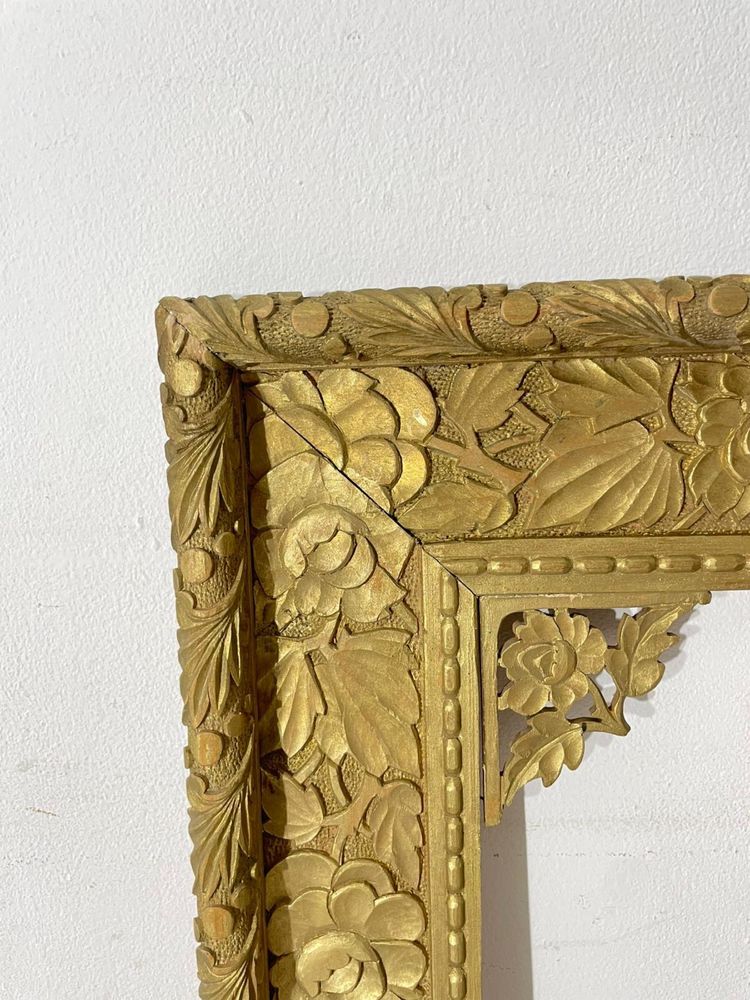 Ramă Vintage din Lemn Masiv Sculptat Manual, Oglindă Tablou