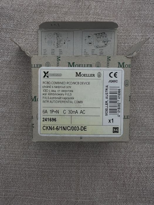 Siguranță diferentiala Moeller 6A 1P+N C