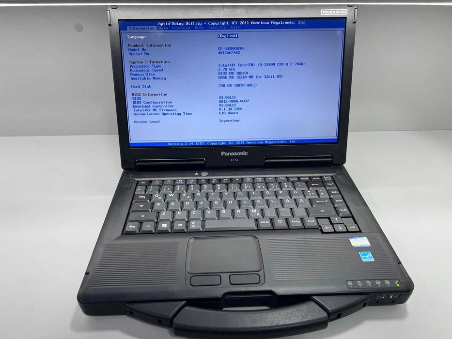 Panasonic Cf-53 ToughBook i5-3340M 8gb RAM ssd 240 gb 610 ore uptime