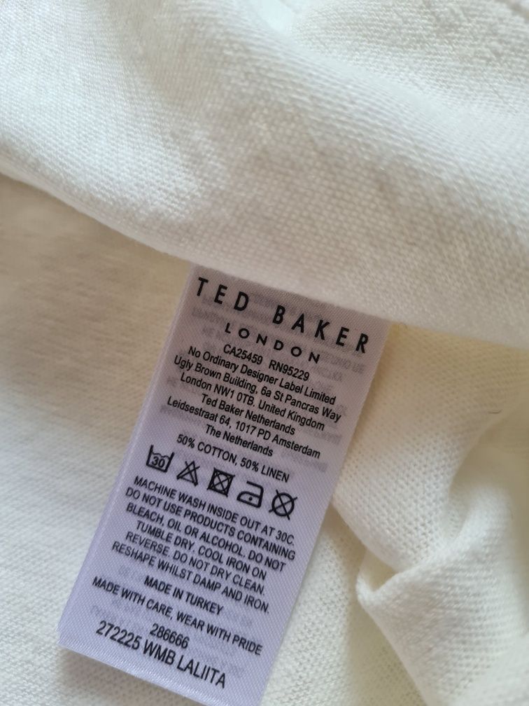 Ted Baker нова бяла ленена памучна тениска 3 EU40