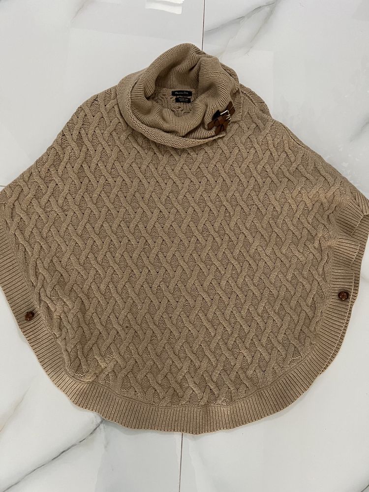 Poncho massimo dutti nou lana naturala mas m