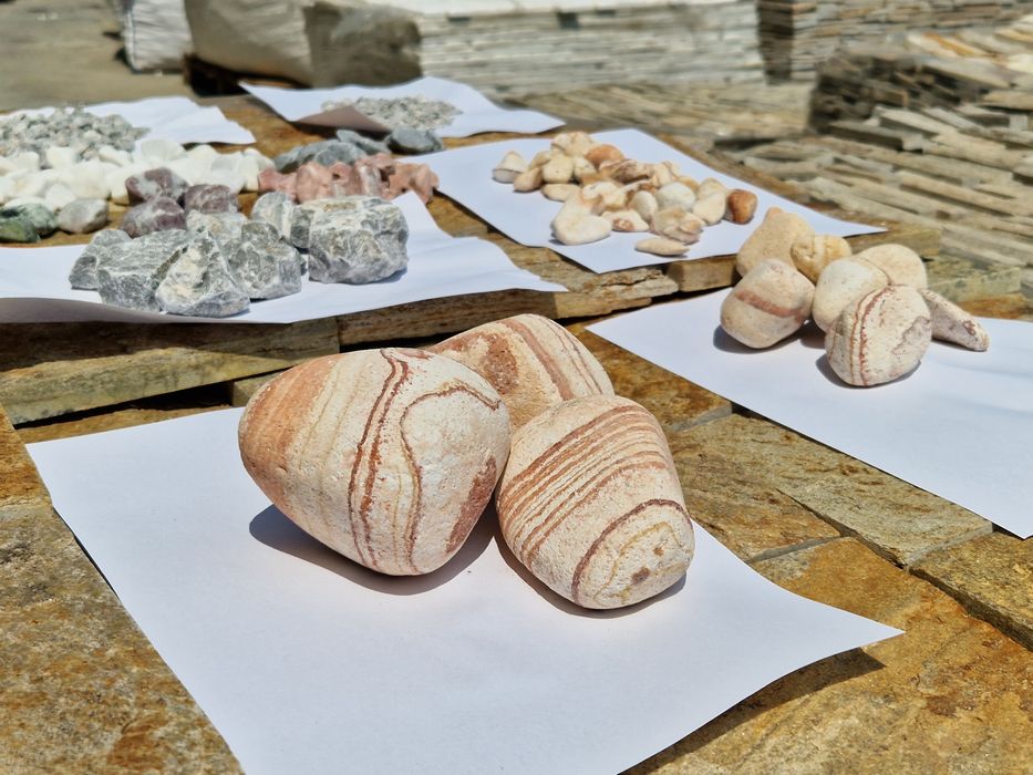 Pitricele decorative, Marmură rotungita Alba, Alba THASSOS,ROȘIE,VERDE