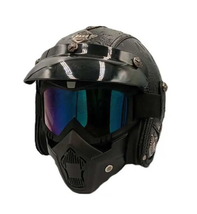 Комплект каска и очила маска в ретро стил