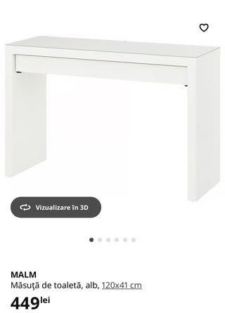 Vând Măsuţă de toaletă, neagră , 120x41 cm