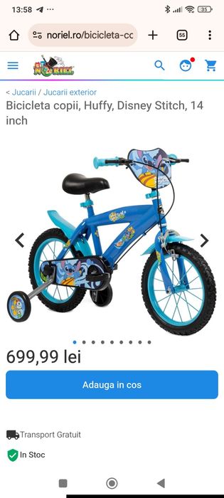 Bicicletă copii Huffy Disney Stitch 14 inch – nouă, preț 500 lei
