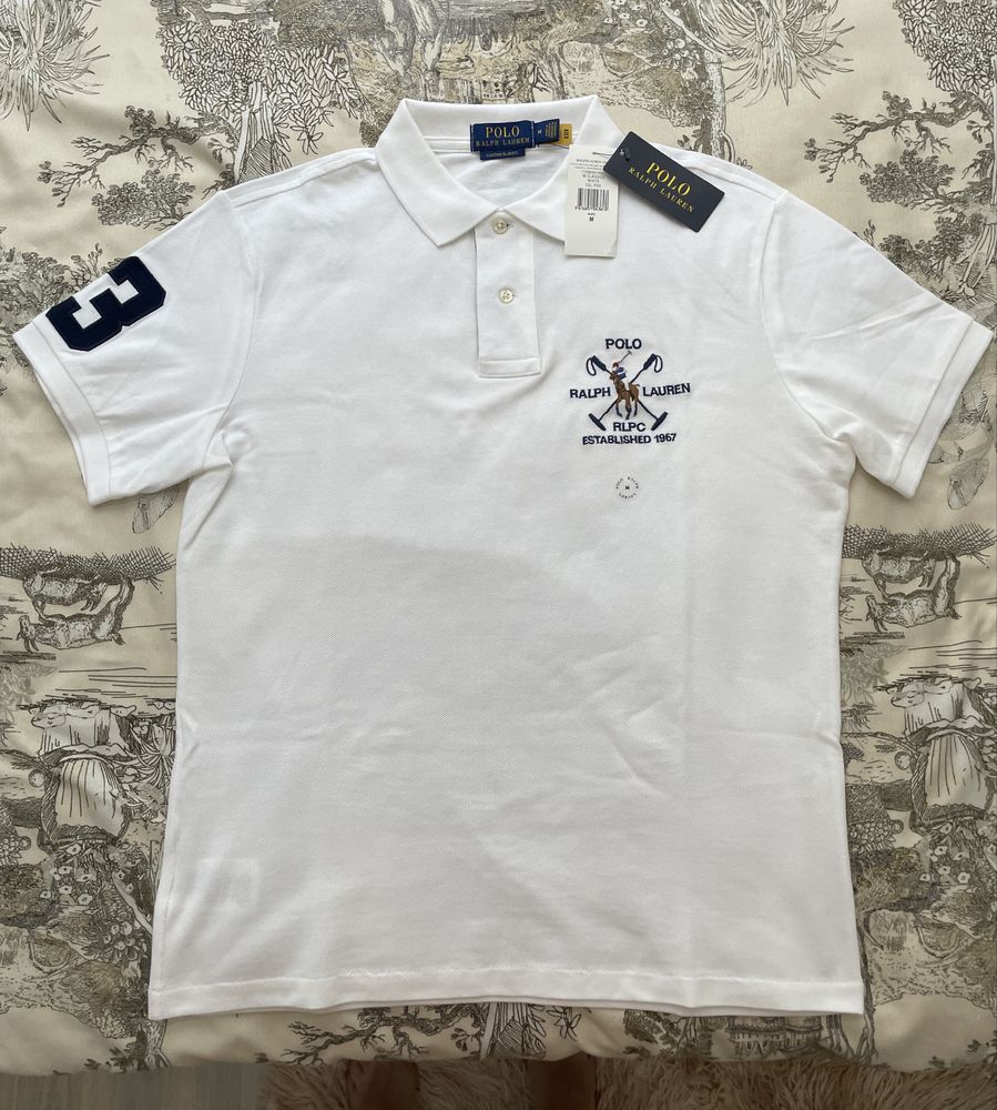 Polo Ralph Lauren тениска с яка S/M бяла