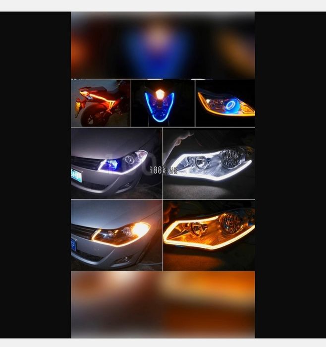 Avtomobil chiroqlari uchun moslashuvchan LED tasma, ikki rangli, 60 sm