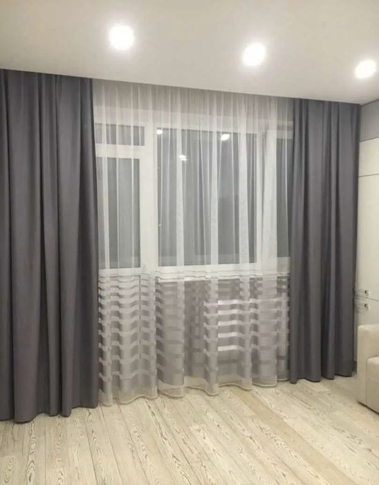 Штора блэкаут 3×2,8 светло серого цвета