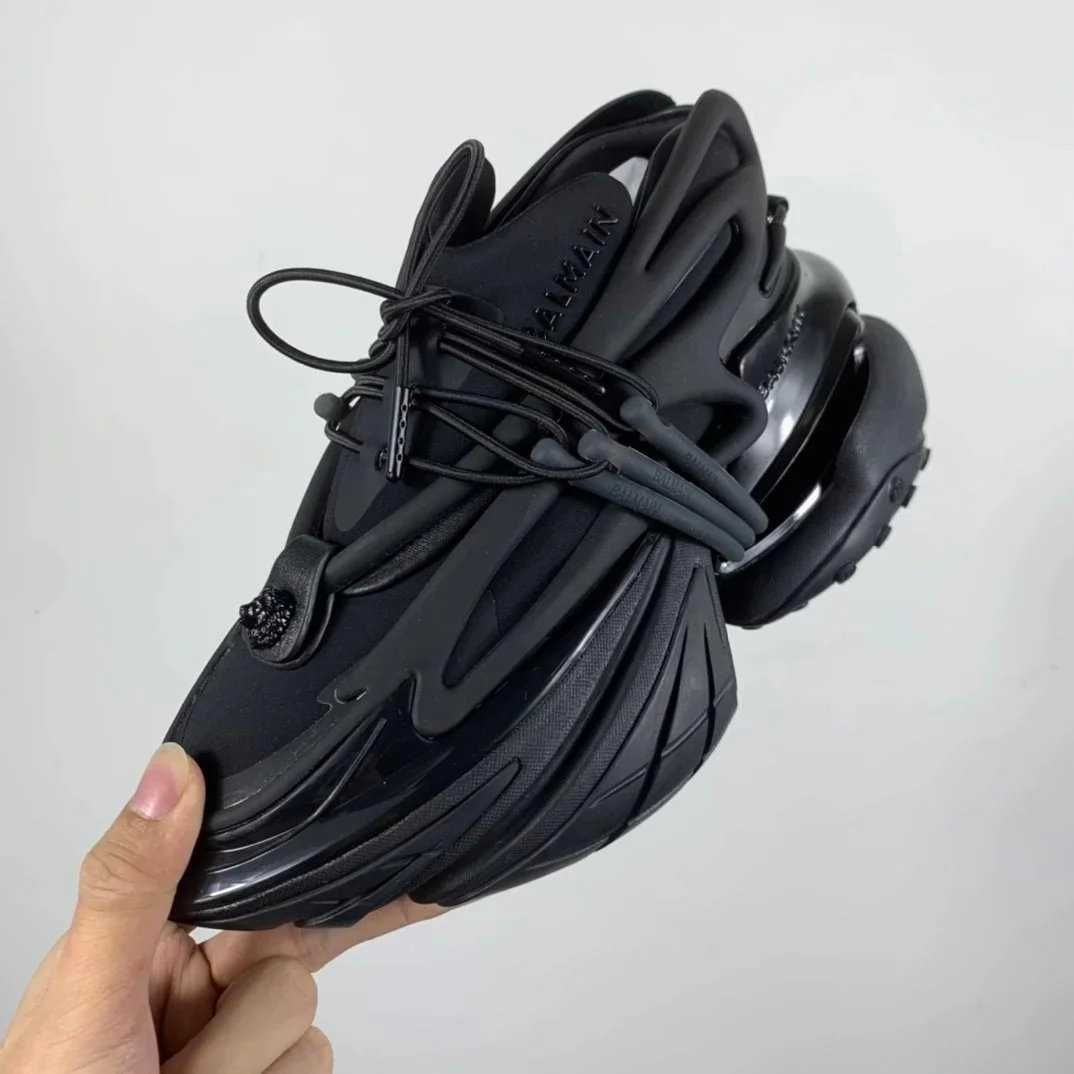 Balmain Unicorn Low-Top Sneakers Neoprene Full Black