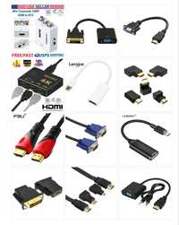 Переходники адаптеры кабеля HDMI Vga Dvi DP mini/micro HDMI Type C Av