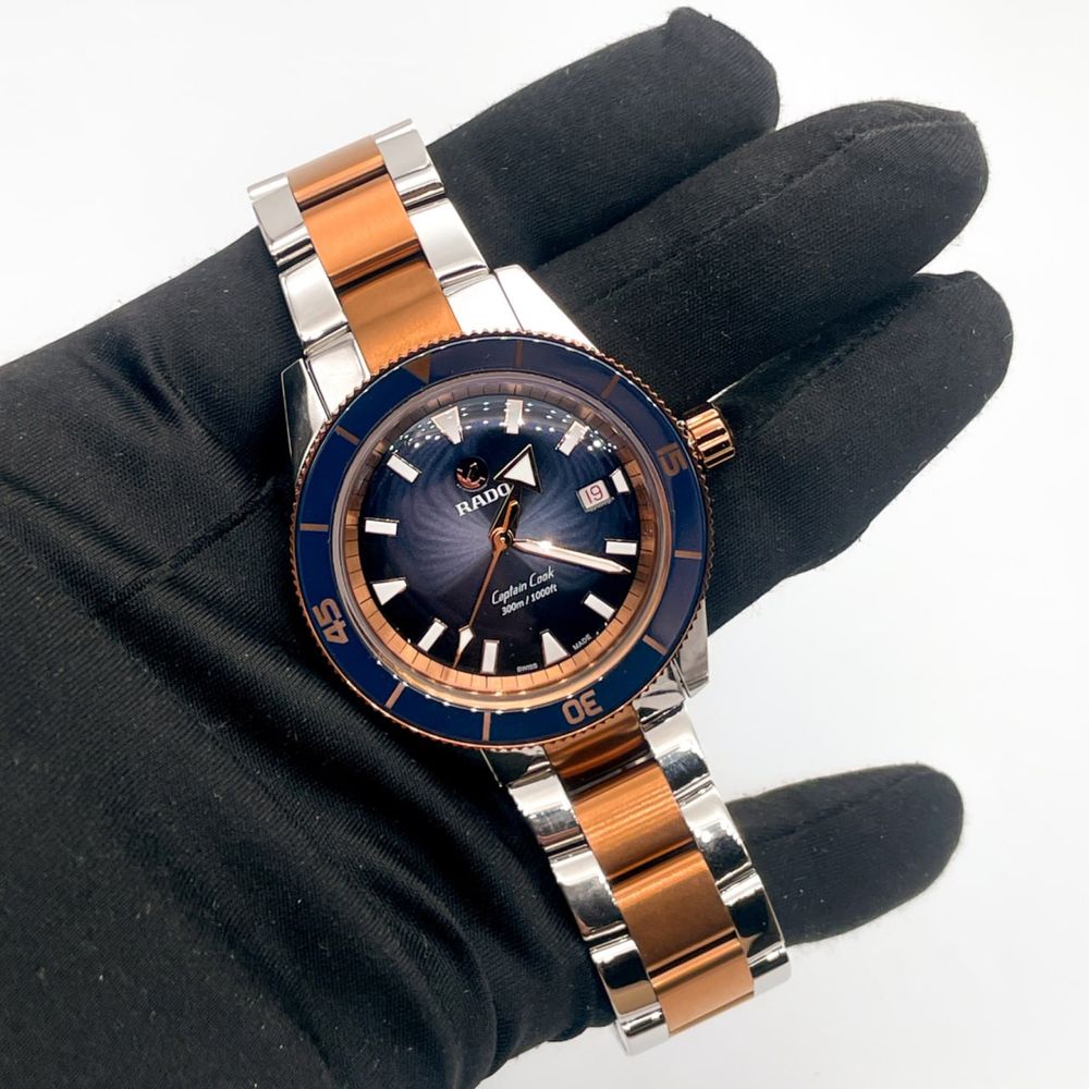 Часовник Rado Captain Cook Blue Dial Steel & PVD Rose Gold