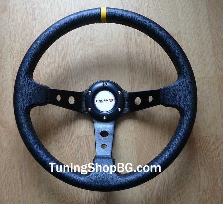 Спортен волан Т-Horn дълбок черен с червен шев!