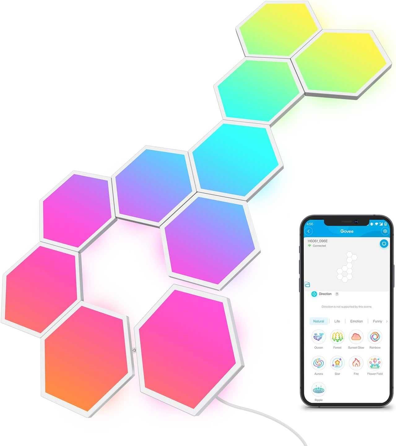 Panouri LED modulare Govee Glide Hexa Light, set de 10 piese