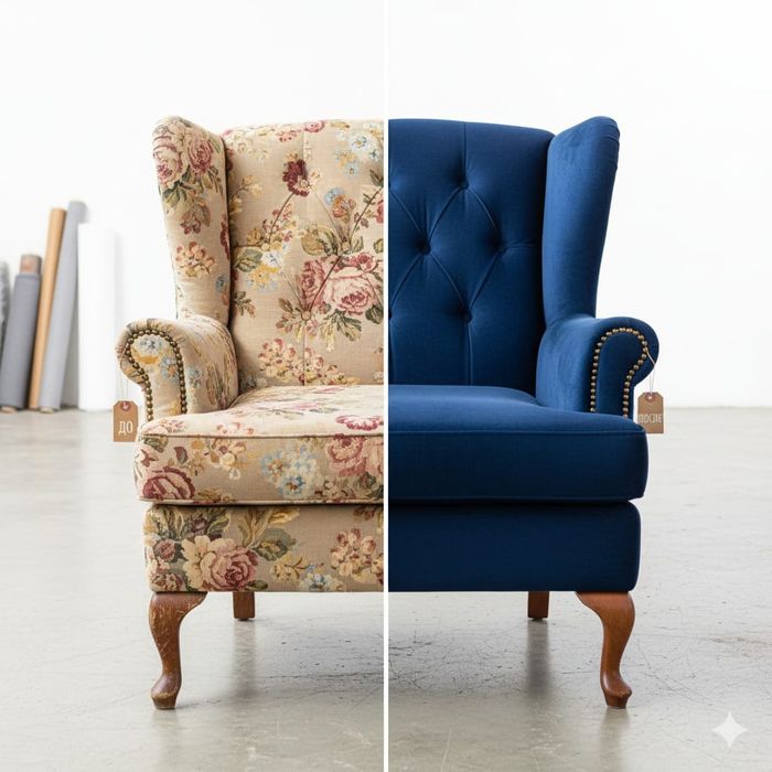 Перетяжка мягкой мебели "Под ключ" - Замена обивки, ремонт, восстановл