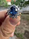 Inel aur alb 18 k cu safir natural si diamante naturale