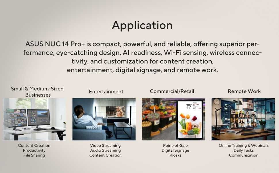 Mini PC Мини Пк ASUS NUC 14 Pro+ Core Ultra 7 155H 32GB DDR5 1TB SSD