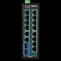 TRENDnet TI-PG162 16-Port Industrial Gigabit PoE+ DIN-Rail Switch