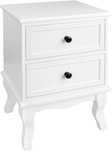 *Set de 2 noptiere cu doua sertare, 49 x 34,5 x 30 cm, mdf & lemn, alb