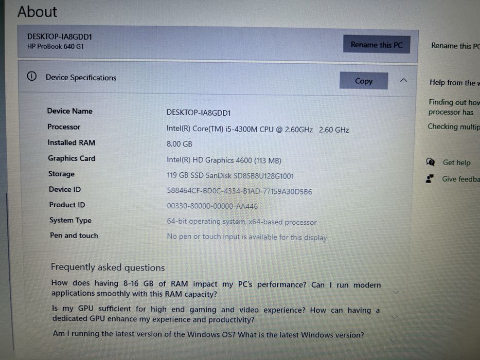 Лаптоп HP ProBook 640 G1 - Windows 10 Pro