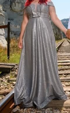 Сребриста официална рокля