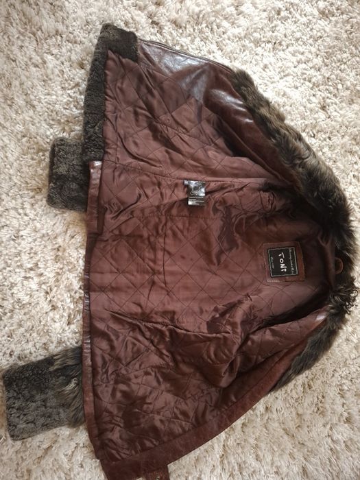 Haina scurta de piele cu blana