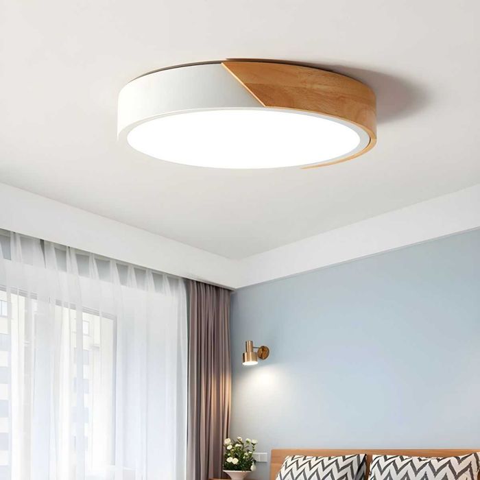 LED осветителна лампа за таван Macaroon с дървена рамка