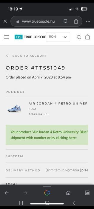 Air Jordan 4 University Blue Original Marimea 41