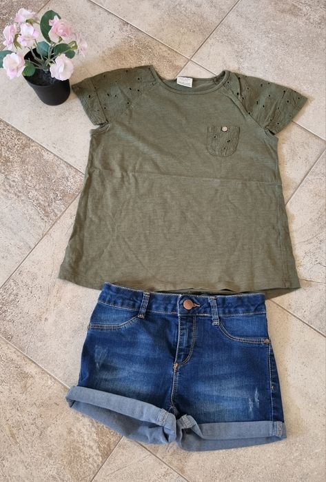 Îmbrăcăminte vara fete 128-134 tricou fusta salopeta