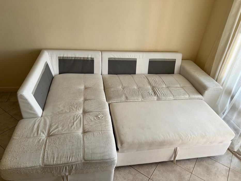 Ъглов диван, бял, Созопол