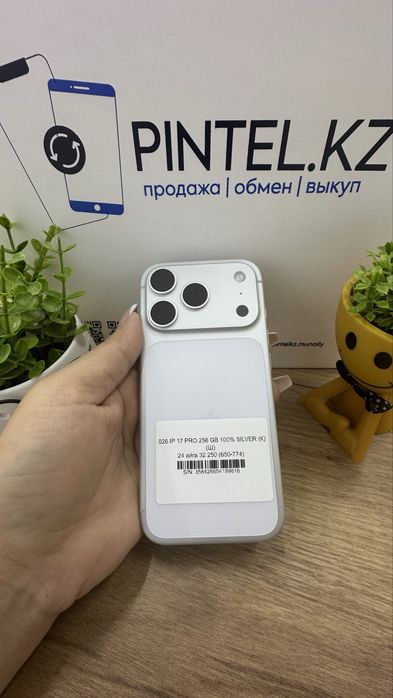 Ip 17 pro 256gb 100% Silver Pintel.kz