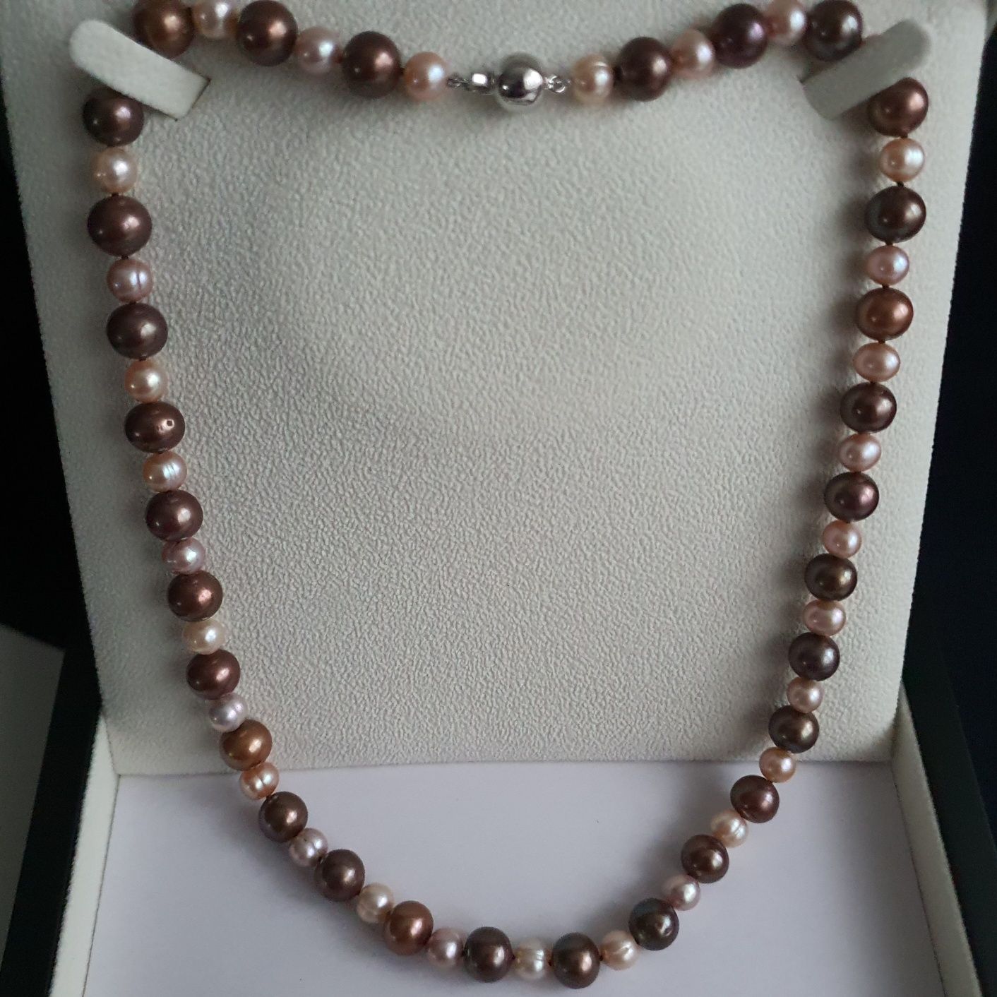 frumos si elegant colier lung 53cm cu perle naturale bicolore