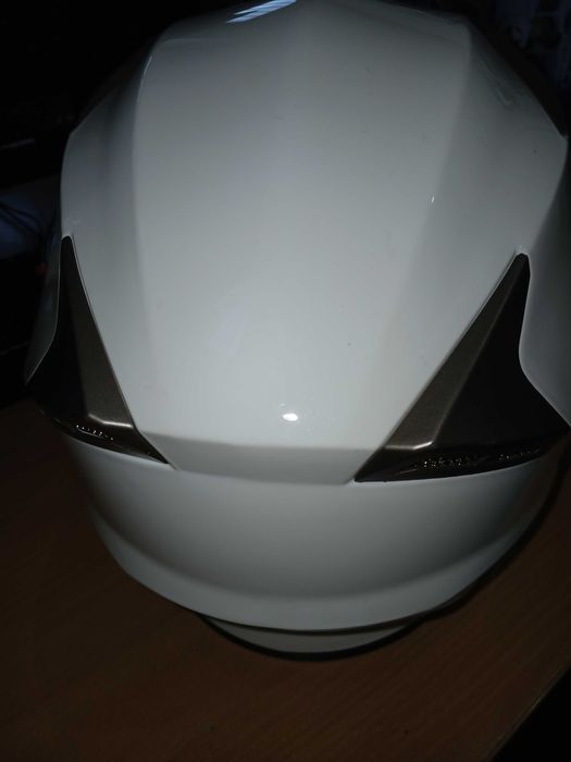 Casca moto YEMA YM-829, marimea M, alba, vizor cu zgarieturi
