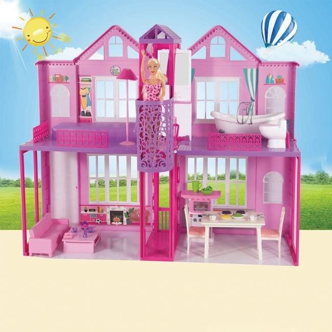 Детска къща с  кукла,асансьор и пълно обзавеждане/двуетажна къща кукли