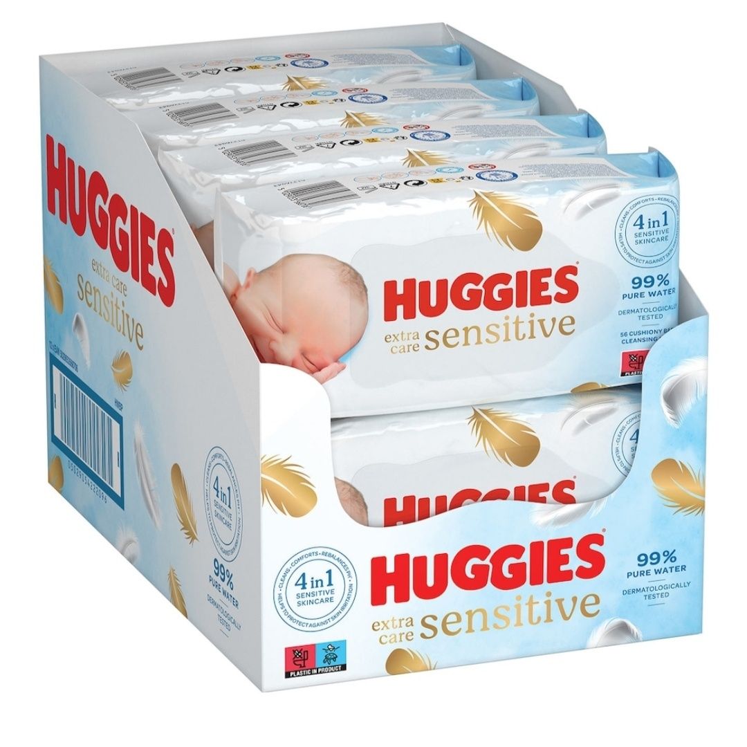 Servetele Umede Huggies Extra Care Sensitive, 8 pachete x 56, 448 buc