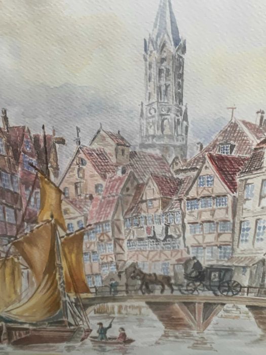 стара картина акварел от 1865г