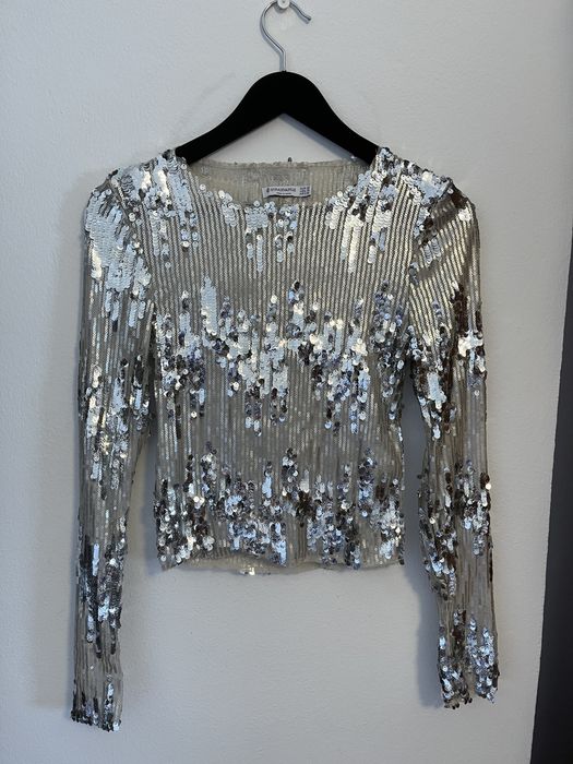 Bluza argintiu cu paiete Stradivarius