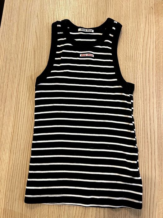 миумиу миу черен топ потник потниче рае черно бяло miumiu miu тениска