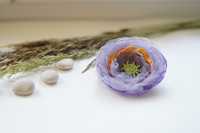 Brosa textila (organza) floare handmade-lila