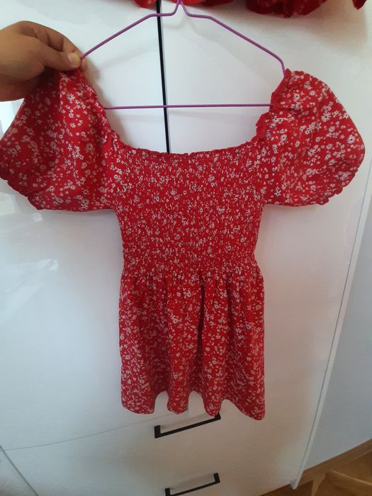 Лятна червена рокля мама (UK 16) и дете (5-6 години)