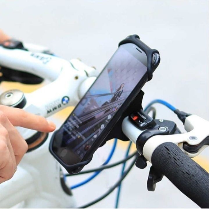 Suport smartphone telefon ghidon bicicleta trotineta soft silicon 360°