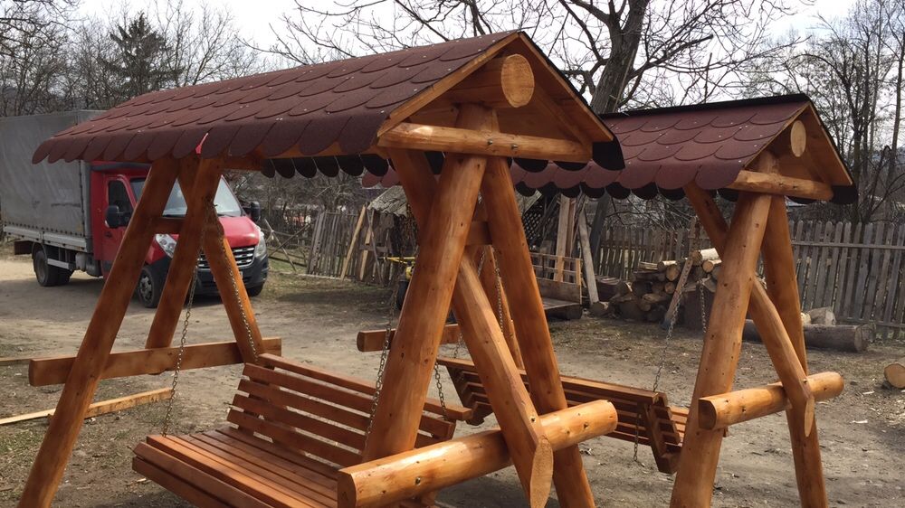 Leagan din lemn / balansoar rustic lemn rotund
