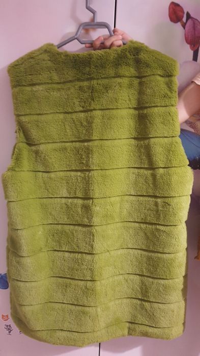 Vestă blana roz/ verde